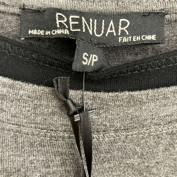 Renuar S Heather Grey Stripe Tunic Top Y2K Deadstock 3/4 Sleeve Scoop Neck VTG - Picture 7 of 7